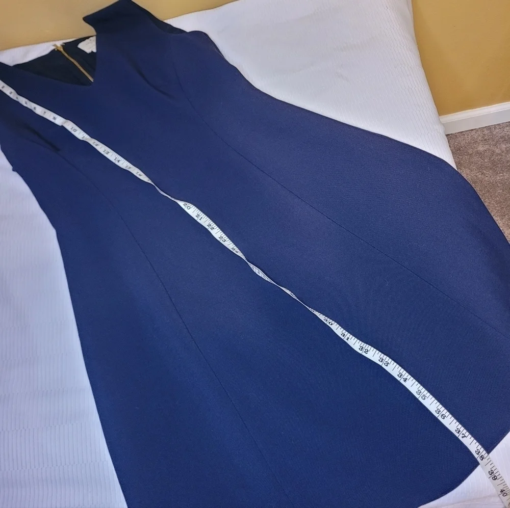 Kate Spade Look for The Silver Lining Navy Blue Fit and Flare Dress sz 10
